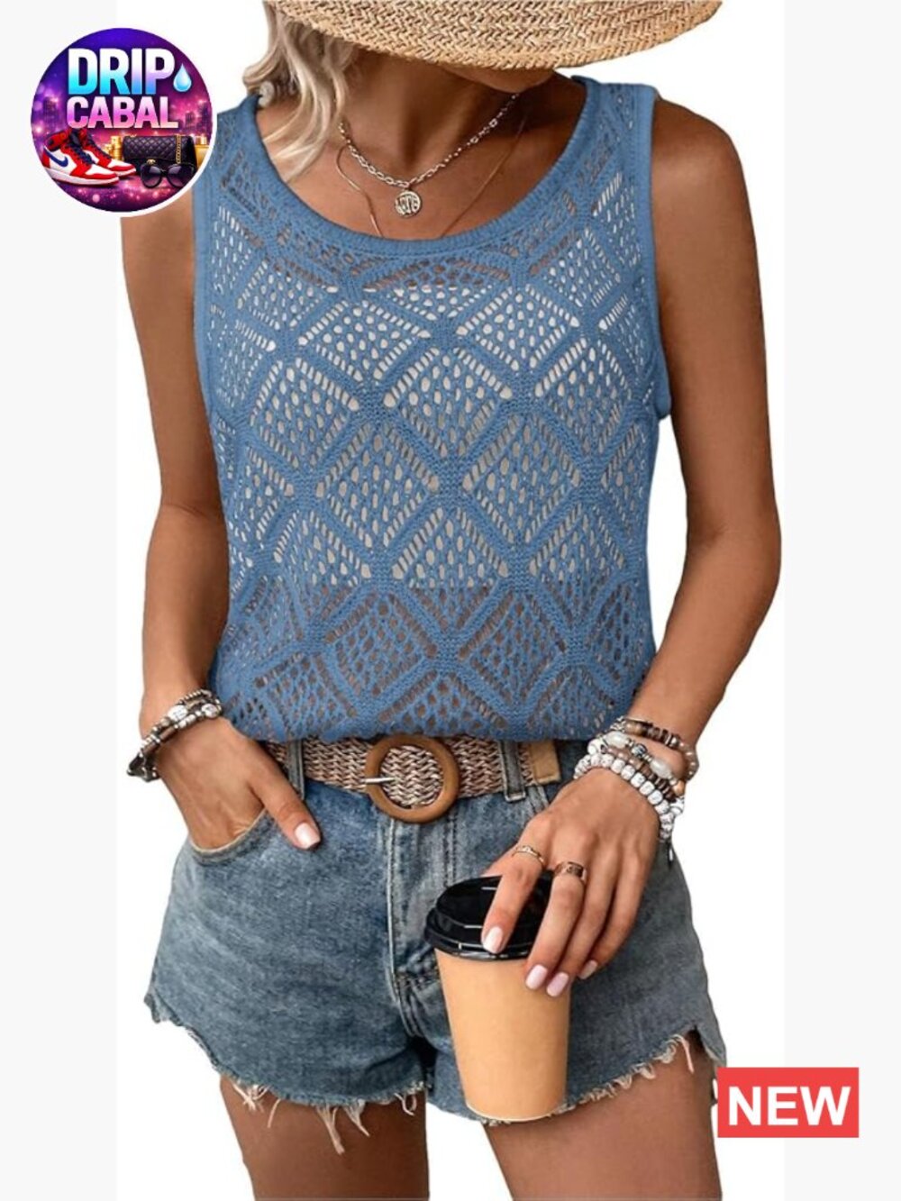 Crochet Knit Hollow Sweater Vest Sleeveless Cover Up Tank Top